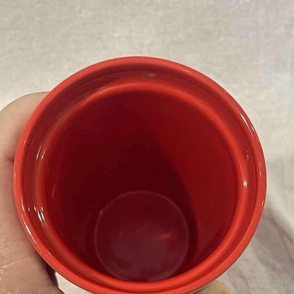 Starbucks Red Ceramic Travel Mug Tumbler 12 oz Glitter Holiday Lid Cup 6.5